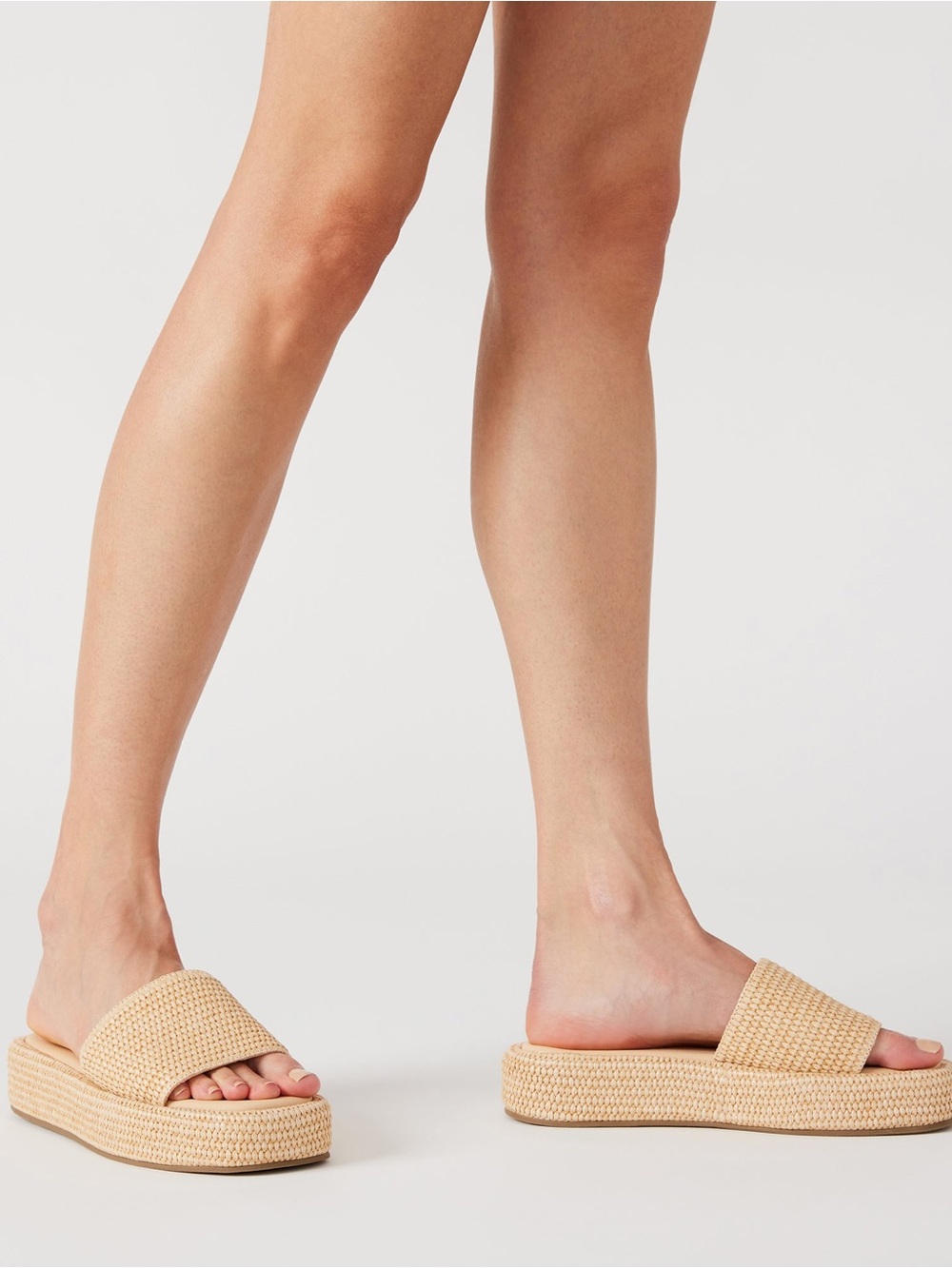 Steve Madden Beige Woven Slide Sandals